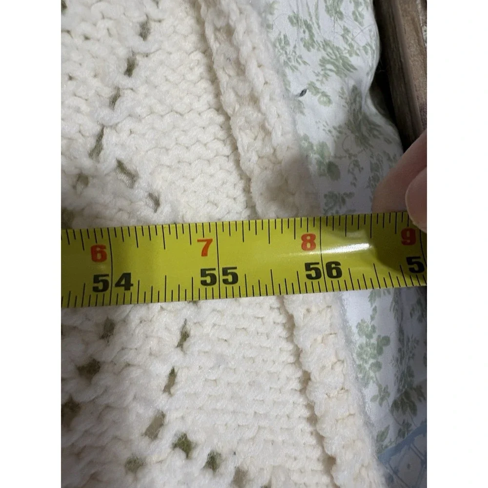 Cream Maybe Hand Crochet Bed Blanket Or Throw With Fringe 51